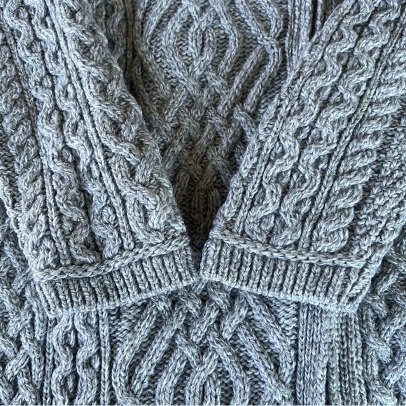 Aran Sweater Market Merino Wool Cable Knit Side-Zip Sweater Tunic Gray Large GUC - Picture 12 of 16